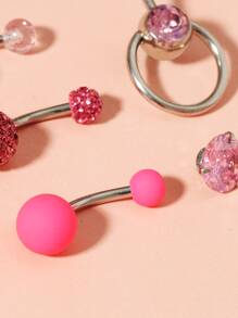 5 cái/bộ Rhinestone Trang Trí Vòng Bụng Cho Phụ Nữ & Bé Gái - Hồng - Xem 4