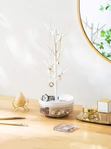 1 pieza de plástico Bisutería almacenamiento creativo Rama Torre de joyería estante para casa - Blanco - Ver 7