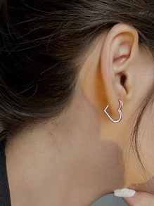 1pc Heart Design Hoop Earrings Copper Jewelry Valentines,Mom,Mother,Mother's Day,Gift