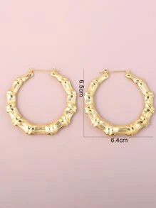 竹節設計圓耳環 - 金黃色 - 查看 4