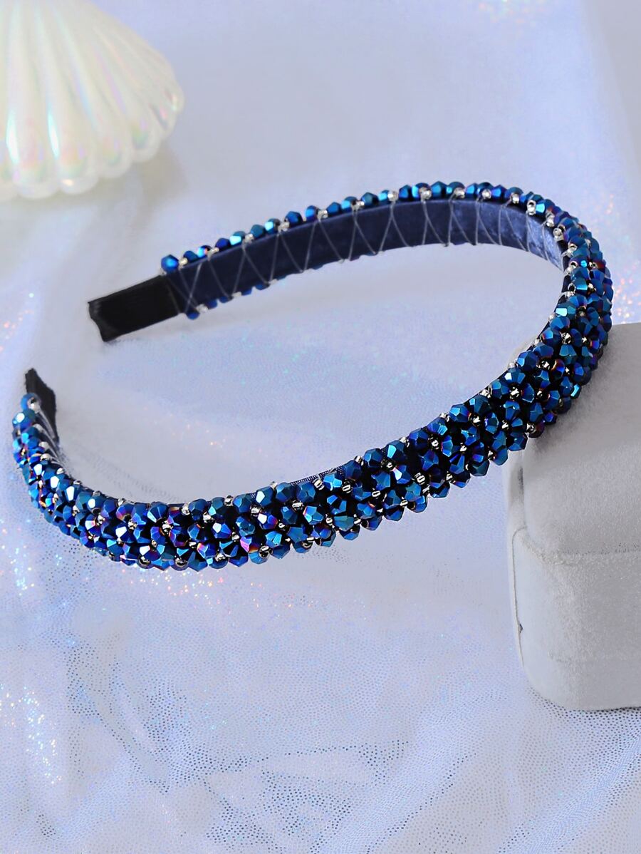 Rhinestone trang trí Headband - Màu xanh hải quân - Xem 1