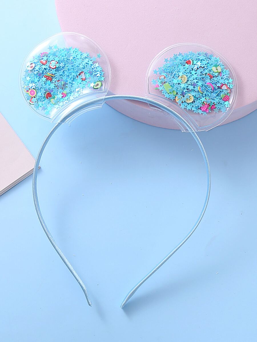 Toddler Kids Sequin & Cartoon Ear Decor Headband - Blue - View 1