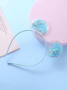 Toddler Kids Sequin & Cartoon Ear Decor Headband - Blue - View 2