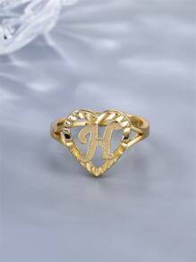 1 chiếc nhẫn sáng tạo cổ điển 26 chữ cái có thể điều chỉnh, phong cách châu Âu và Mỹ, phù hợp cho các cặp đôi - Vàng - Xem 12