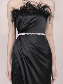 人造珍珠装饰新娘腰带万圣节 - 白色 - 查看 3