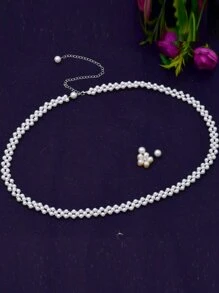 人造珍珠装饰新娘腰带万圣节 - 白色 - 查看 7