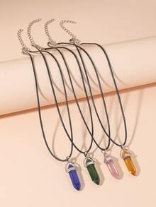4pcs/set Stone Charm Necklace - Multicolor - View 2