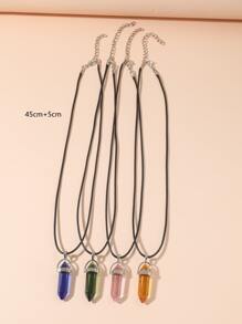 4pcs/set Stone Charm Necklace - Multicolor - View 3