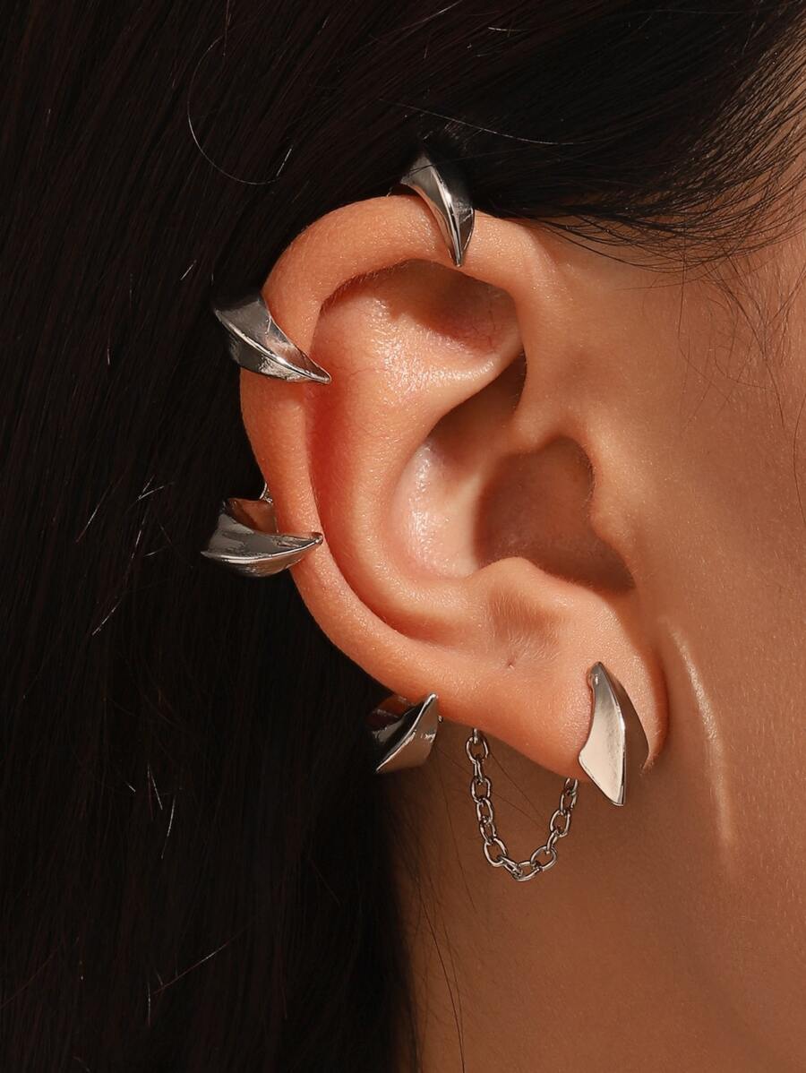 1pc Minimalist Ear Wrap - Silver - View 1