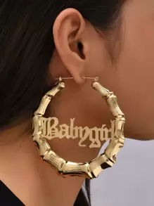 1雙骨聯合形狀獨特耳夾 - 金黃色 - 查看 7