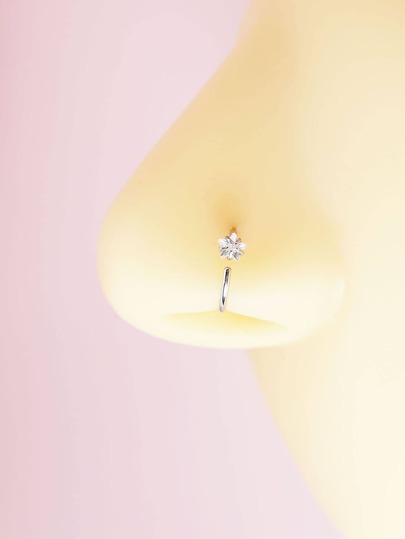 Fashionable Cubic Zirconia Decor Nose Ring Stainless Steel For Women & Men No Piercing Needed Septum Body Jewelry