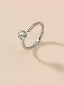 時尚方晶鋯石裝飾鼻環不銹鋼男女款無需穿孔隔墊身體首飾 - 銀色 - 查看 2