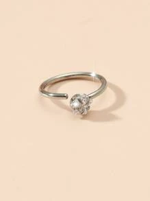 時尚方晶鋯石裝飾鼻環不銹鋼男女款無需穿孔隔墊身體首飾 - 銀色 - 查看 3