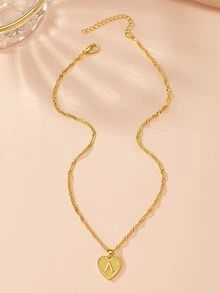 1入組字母細節愛心掛飾項鍊 - 金黃色 - 查看 5