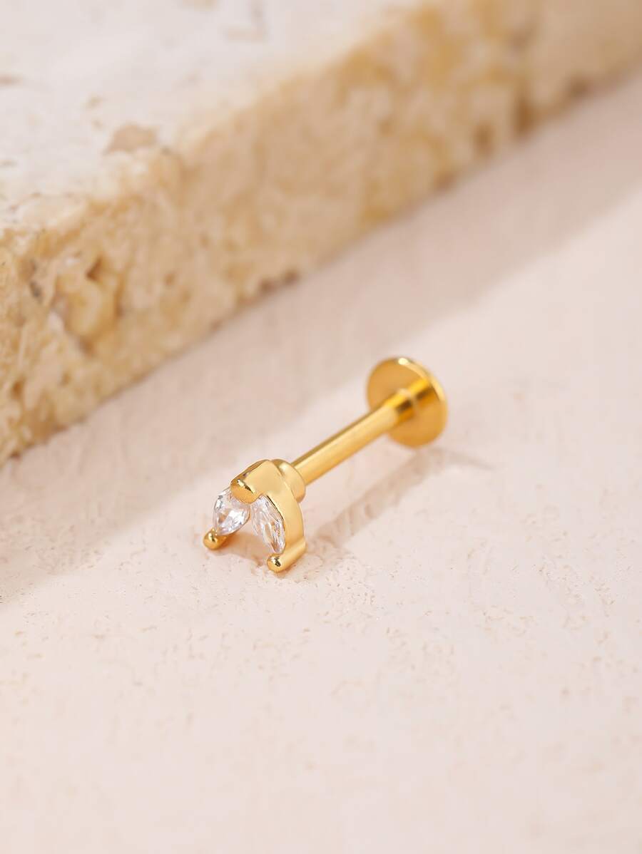 1pc Cubic Zirconia Decor Stud Earring