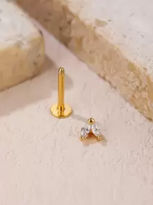 1pc Cubic Zirconia Decor Stud Earring