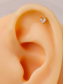 1pc Cubic Zirconia Decor Stud Earring