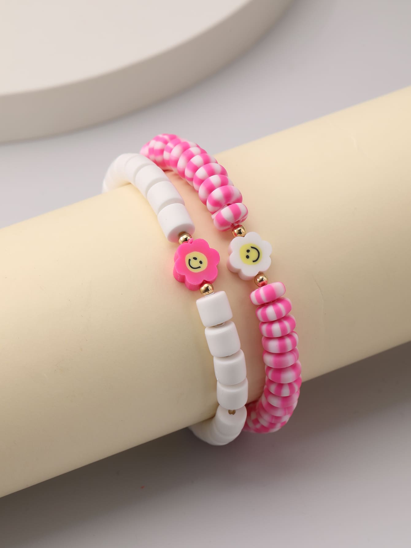 2pcs/set Flower Decor Beaded Bracelet