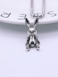 Rabbit Charm Necklace - Silver - View 3