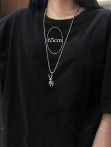 Rabbit Charm Necklace - Silver - View 4