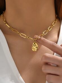 LIEBEIRIS 1 件手工制作的几何吊坠不锈钢项链，适合女性日常佩戴 - 金黃色 - 查看 1