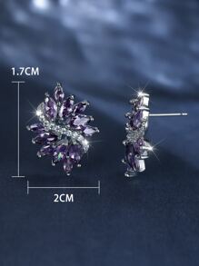 水鑽裝飾耳釘 - 紫色 - 查看 3