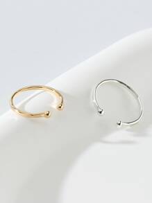 2 件/套簡單金屬趾環 - 金黃色 - 查看 2