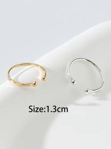 2 件/套簡單金屬趾環 - 金黃色 - 查看 3