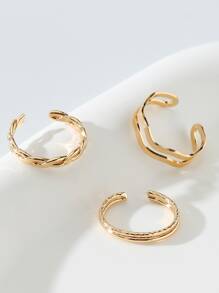 3入組/套極簡腳趾環 - 金黃色 - 查看 2