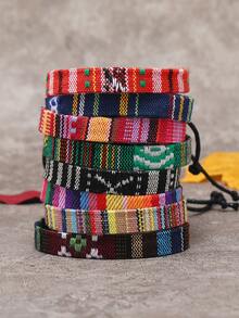 Thời trang và phổ biến 12 cái/bộ Vòng tay họa tiết chữ cái dành cho nam giới để làm quà tặng trang sức và cho vẻ ngoài sành điệu - Nhiều màu - Xem 5