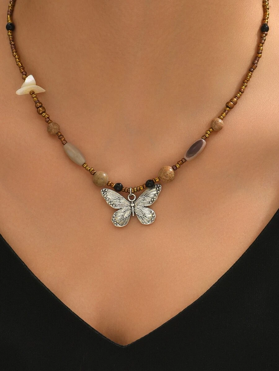 Collar con accesorio de mariposa - Multicolor - Ver 1