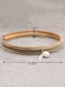 Vòng đeo tay nhiều lớp trang trí lông vũ - Màu Khaki - Xem 4