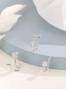 Hihho 3 piezas/set Cuff de nariz con diseño de diamante de imitación cobre popular perforación Joya de cuerpo regalo para mujeres & Hombres