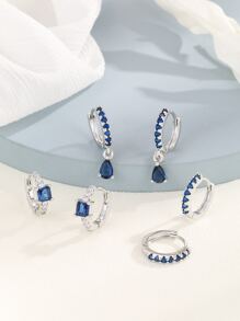 Hihho 3 cặp/bộ Bông tai trang trí bằng đá Zirconia - Bạc - Xem 5