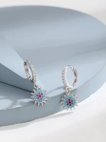 Hihho Cubic Zirconia Decor Drop Earrings - Silver - View 7