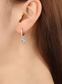 Hihho Cubic Zirconia Decor Drop Earrings - Silver - View 8