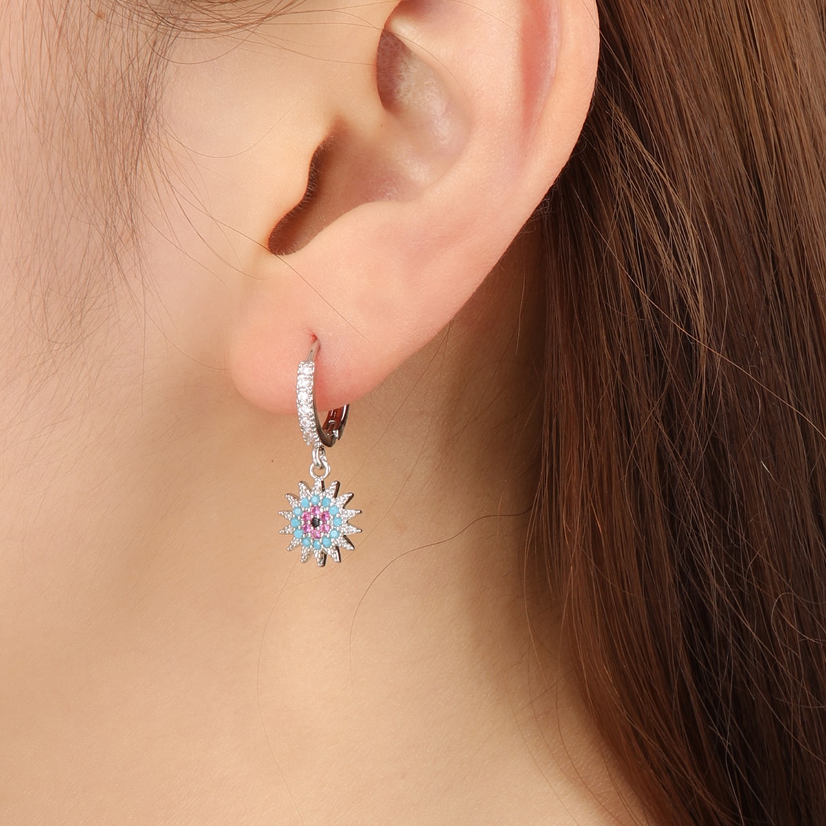 Cubic Zirconia Decor Drop Earrings