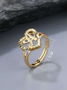 Anillo con adorno letra y corazón - Amarillo Oro - Ver 6