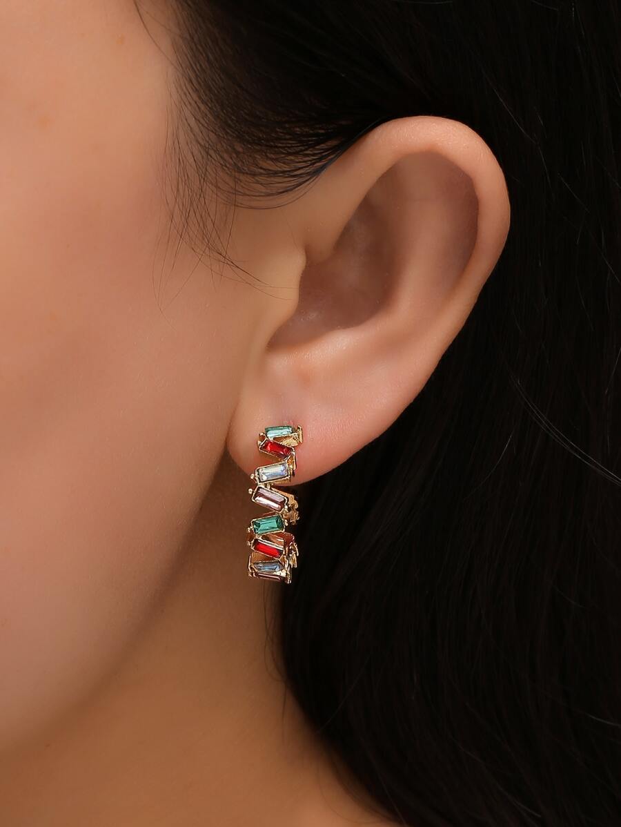 Hoa tai vòng trang trí bằng đá rhinestone - Nhiều màu - Xem 1