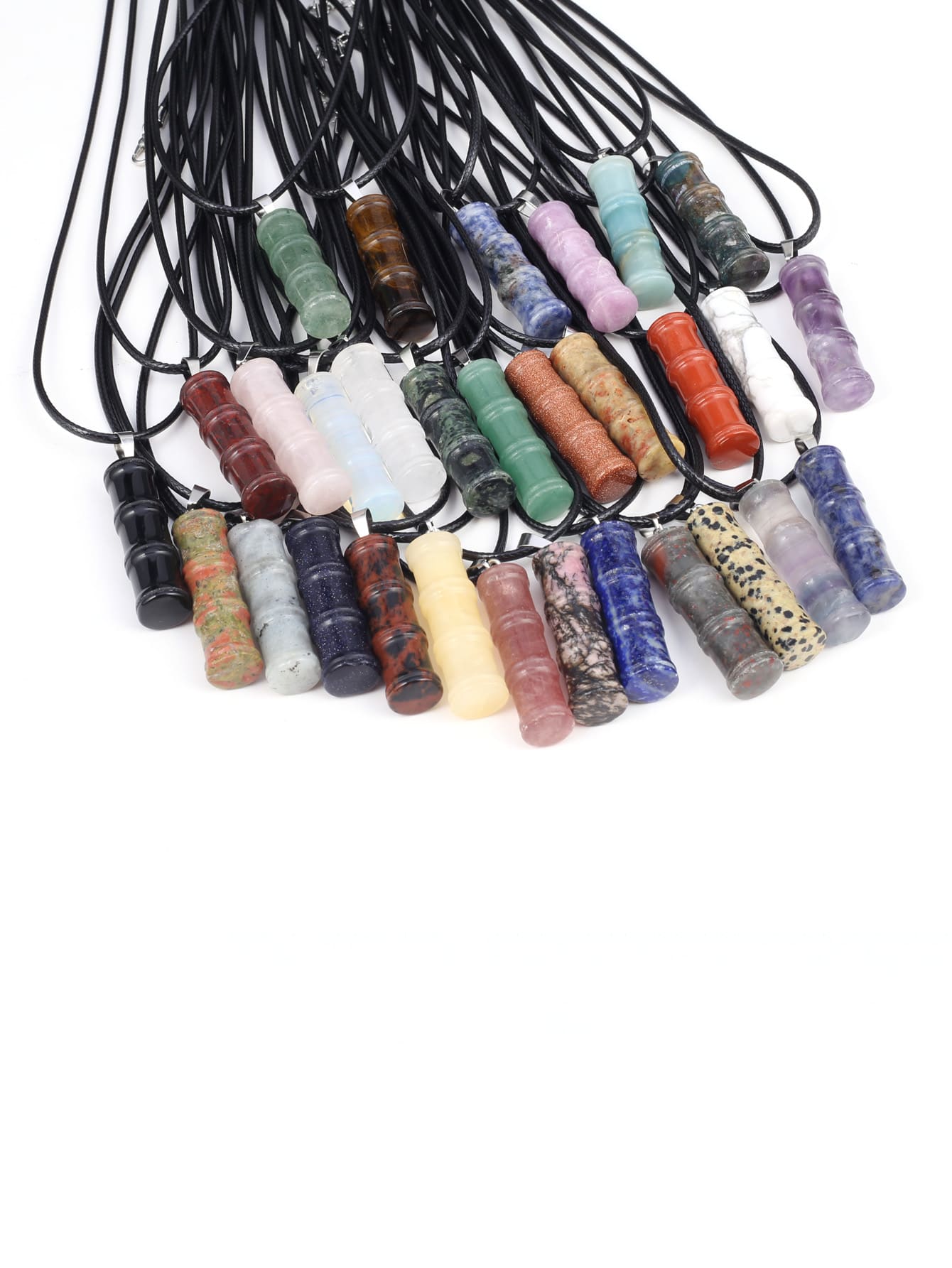 Bamboo Charm Necklace - Green - View 1