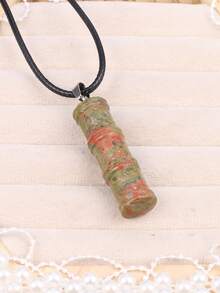 Bamboo Joint Pendant Necklace - Green - View 3