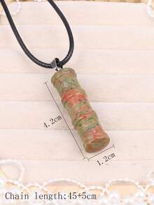 Bamboo Joint Pendant Necklace - Green - View 4