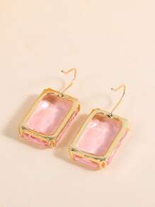 Rhinestone Decor Stud Earrings - Pink - View 3
