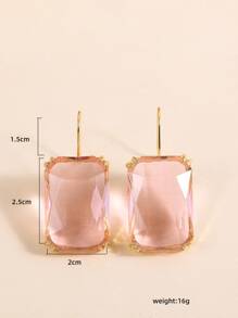 Rhinestone Decor Stud Earrings - Pink - View 5