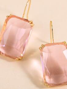 Rhinestone Decor Stud Earrings - Pink - View 6