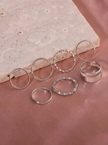 7 cái/bộ vòng xoắn chi tiết - Bạc - Xem 1