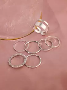 7 cái/bộ vòng xoắn chi tiết - Bạc - Xem 2