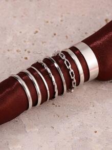 7 cái/bộ vòng xoắn chi tiết - Bạc - Xem 3