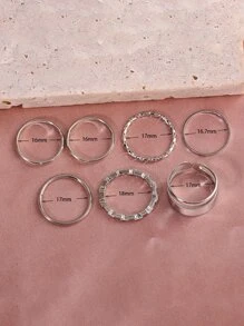 7 cái/bộ vòng xoắn chi tiết - Bạc - Xem 4