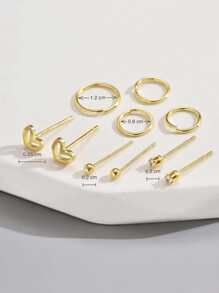 10pcs/Set Heart Decor Earrings Valentines,Mom,Mother,Mother's Day,Gift - Yellow Gold - View 5